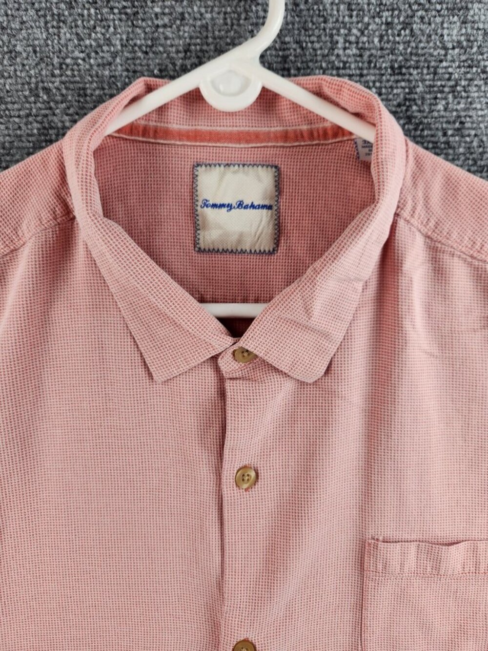 Tommy Bahama SILK Cotton Button Up Shirt Hawaii Casual Orange Check 3XL Woven